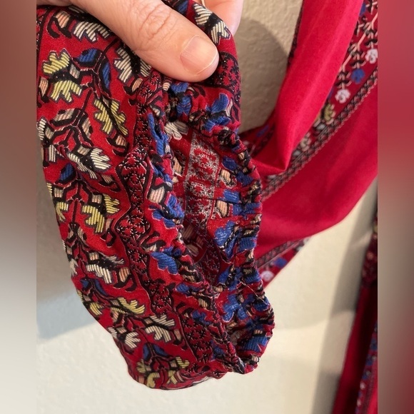 Umgee Women’s Maci Dress Large Red Blue Floral Bohemian Contemporary Cottagecore - Picture 6 of 12